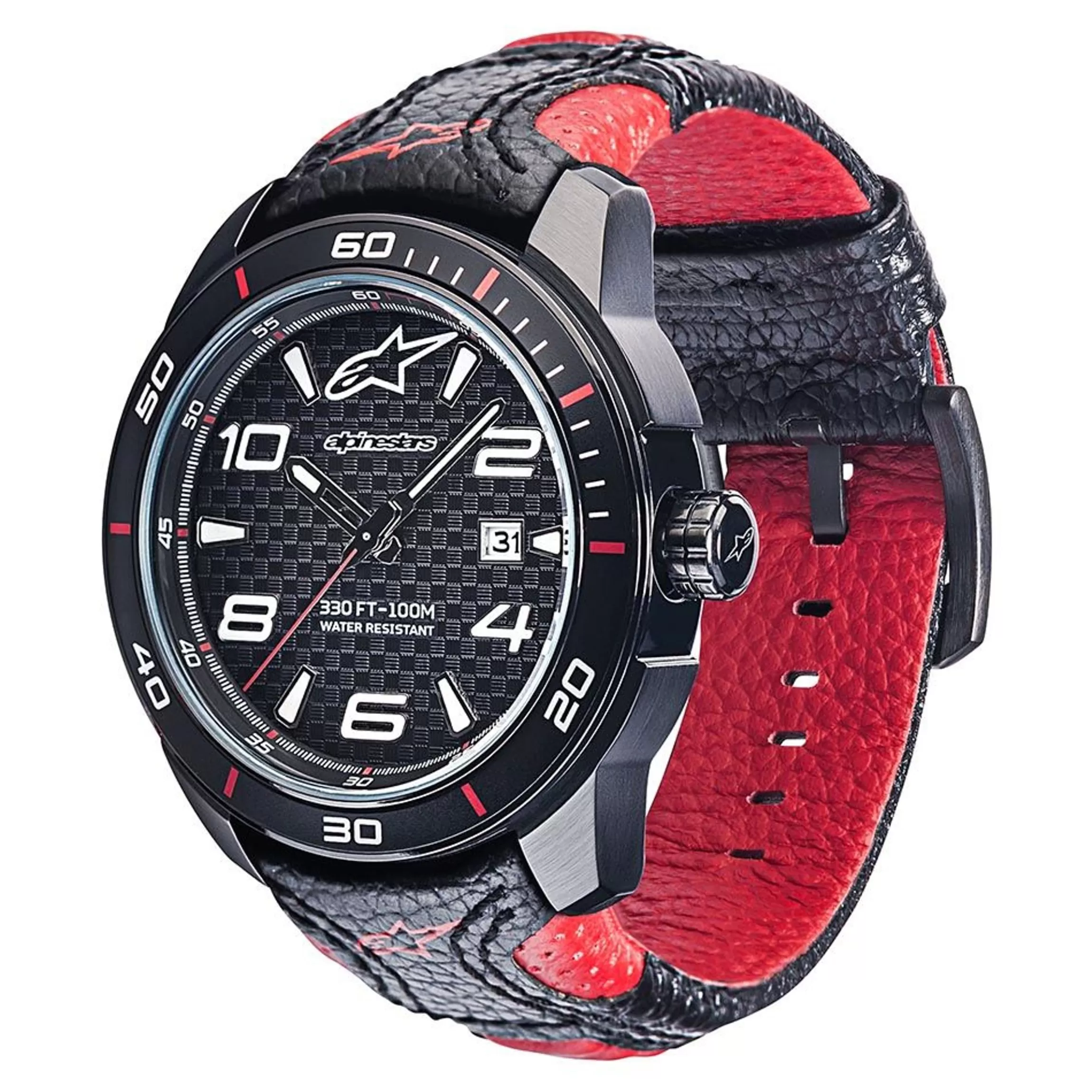 Alpinestars Tech Watch 3H Black Leather-Black/Red Cheap