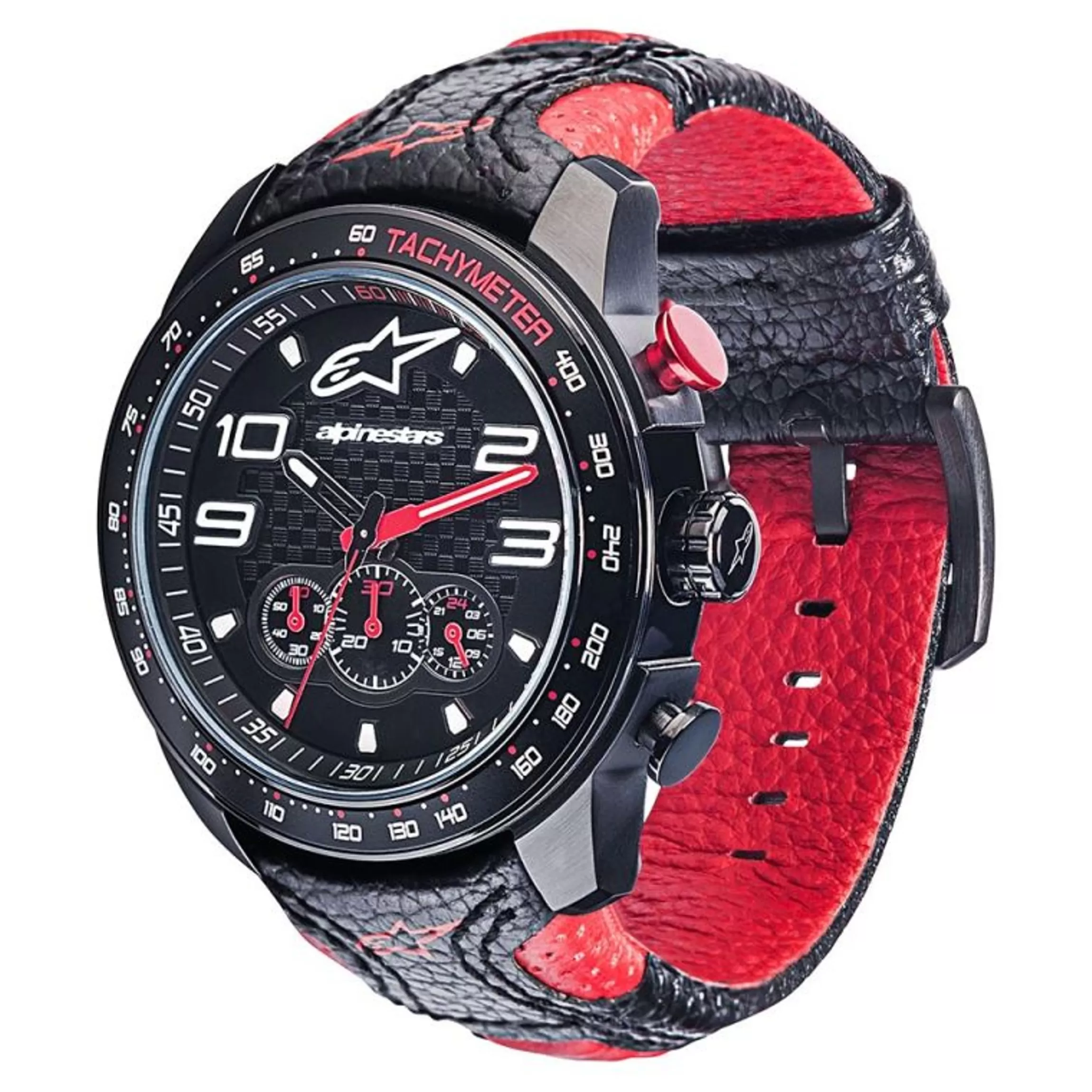 Alpinestars Tech Watch Chrono Black Leather-Black/Red Sale