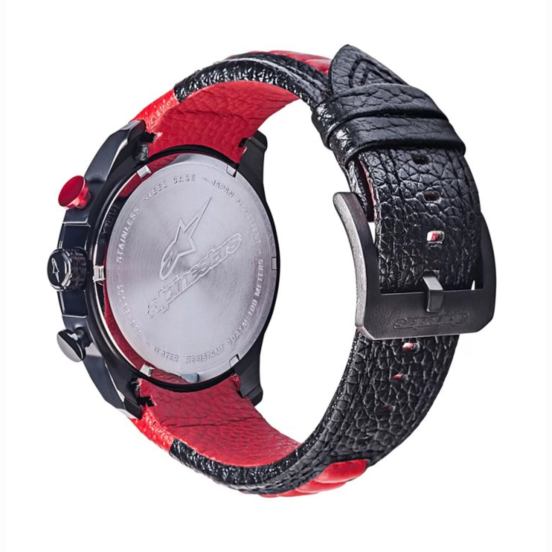 Alpinestars Tech Watch Chrono Black Leather-Black/Red Sale